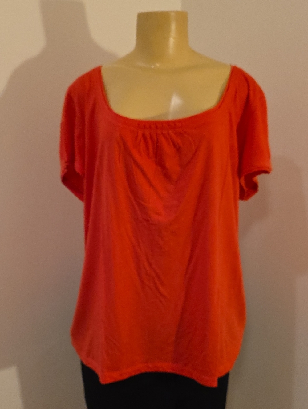 L.L. Bean Women's Short Sleeve Scoop Neck Tee in Coral Red